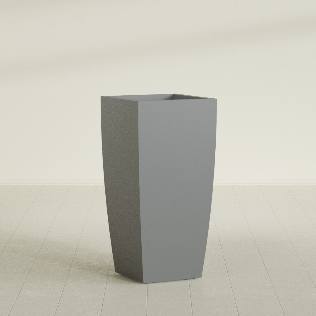 Toulan Large Tall Tapered Square Fiberglass Planter - 20 in x 20 in x 42 in - Metallic Gunmetal - Metallic Gunmetal,20 in x 20 in x 42 in