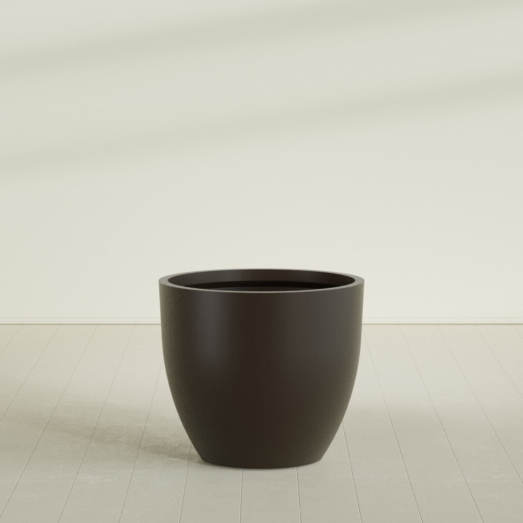 Wannsee Large Round Fiberglass Planter - 44 in x 44 in x 39 in - Matte Brown - Matte Brown,44 in x 44 in x 39 in
