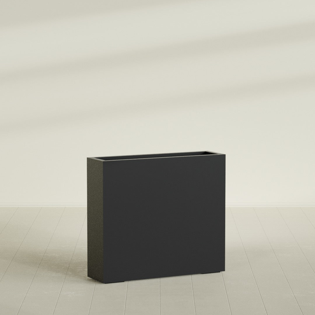 Amesbury Large Narrow Rectangle Fiberglass Planter - 36 in x 10 in x 32 in - Matte Black - Matte Black,36 in x 10 in x 32 in