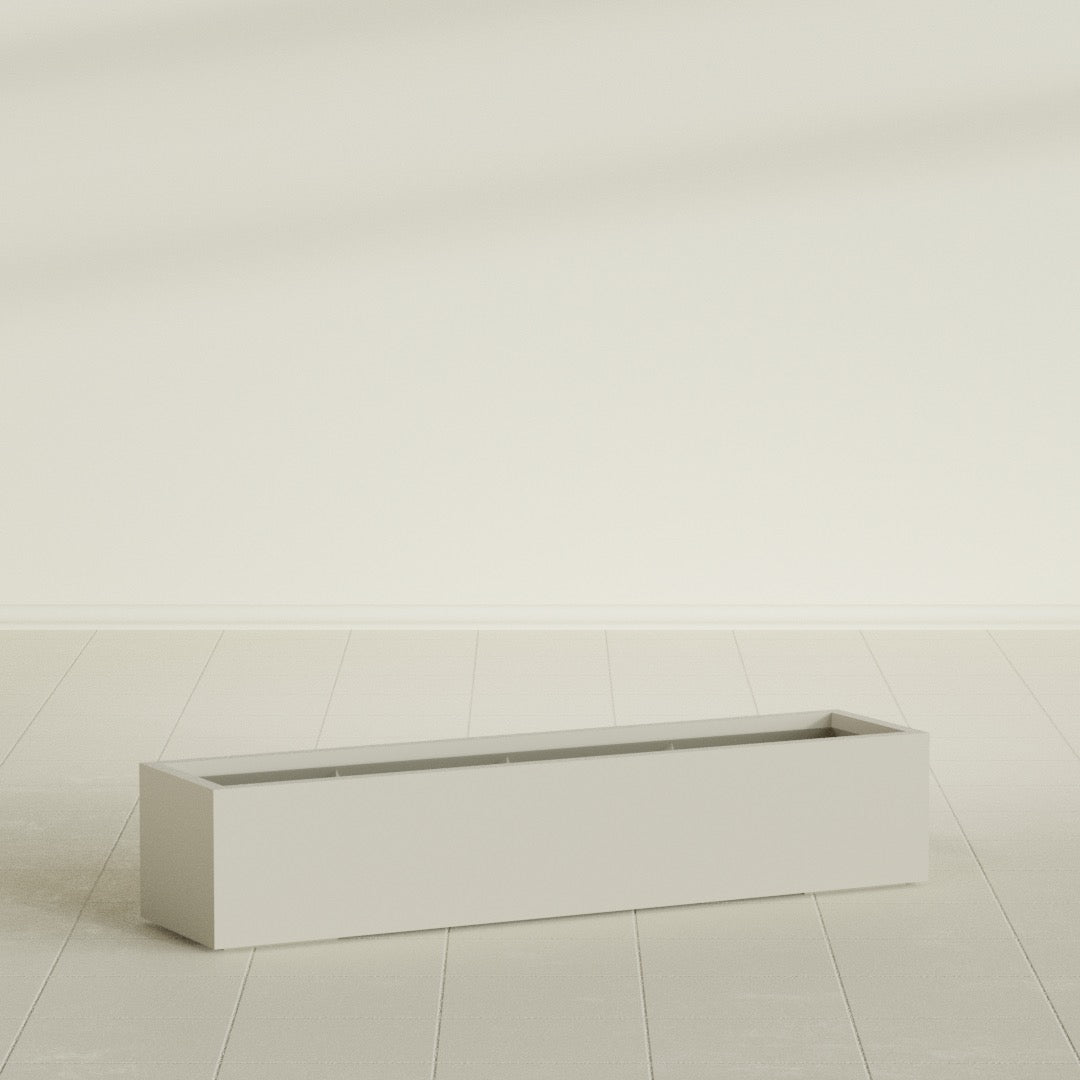 Cuba Extra Large Long Rectangle Fiberglass Planter - 60 in x 14 in x 12 in - Satin Beige - Satin Beige,60 in x 14 in x 12 in