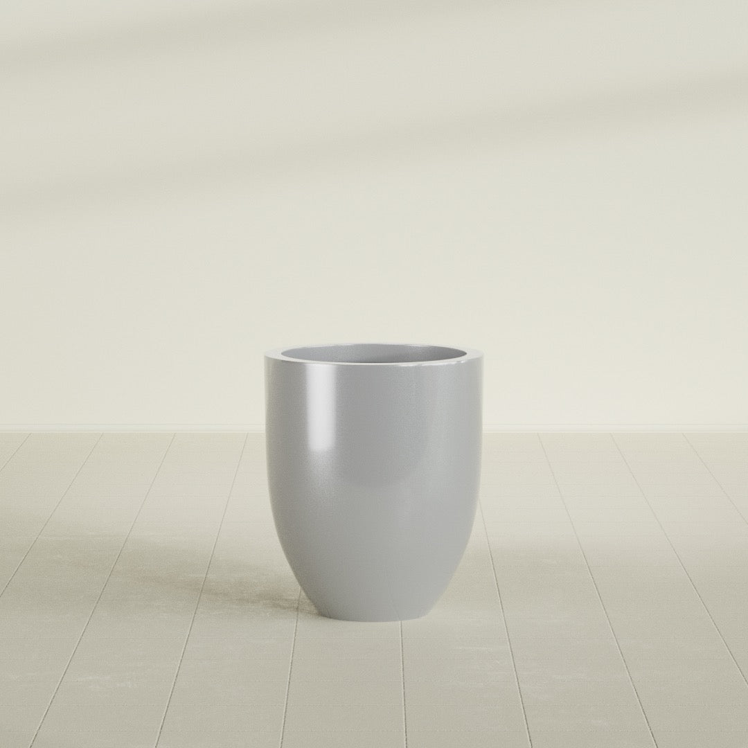 Valencia Medium Round Fiberglass Planter - 20 in x 20 in x 23 in - Metallic Silver - Metallic Silver,20 in x 20 in x 23 in