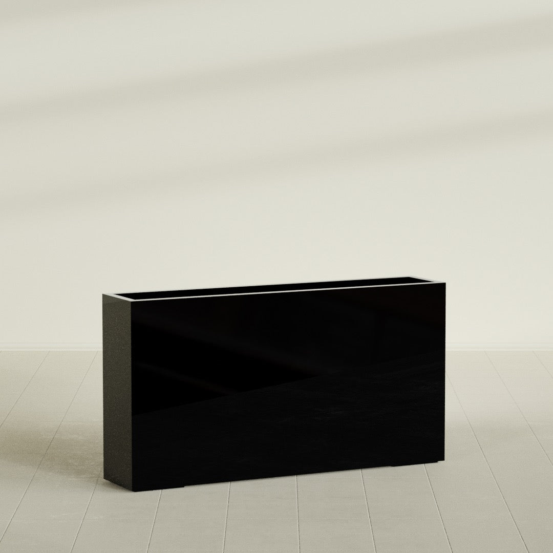 Delray Extra Large Long Rectangle Fiberglass Planter - 60 in x 12 in x 32 in - Gloss Black - Gloss Black,60 in x 12 in x 32 in