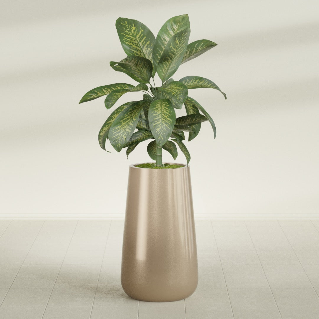 Saigon Extra Large Tapered Round Planter - 19 in x 24 in x 42 in - Metallic Gold - Metallic Gold,19.2 in x 24.2 in x 42 in