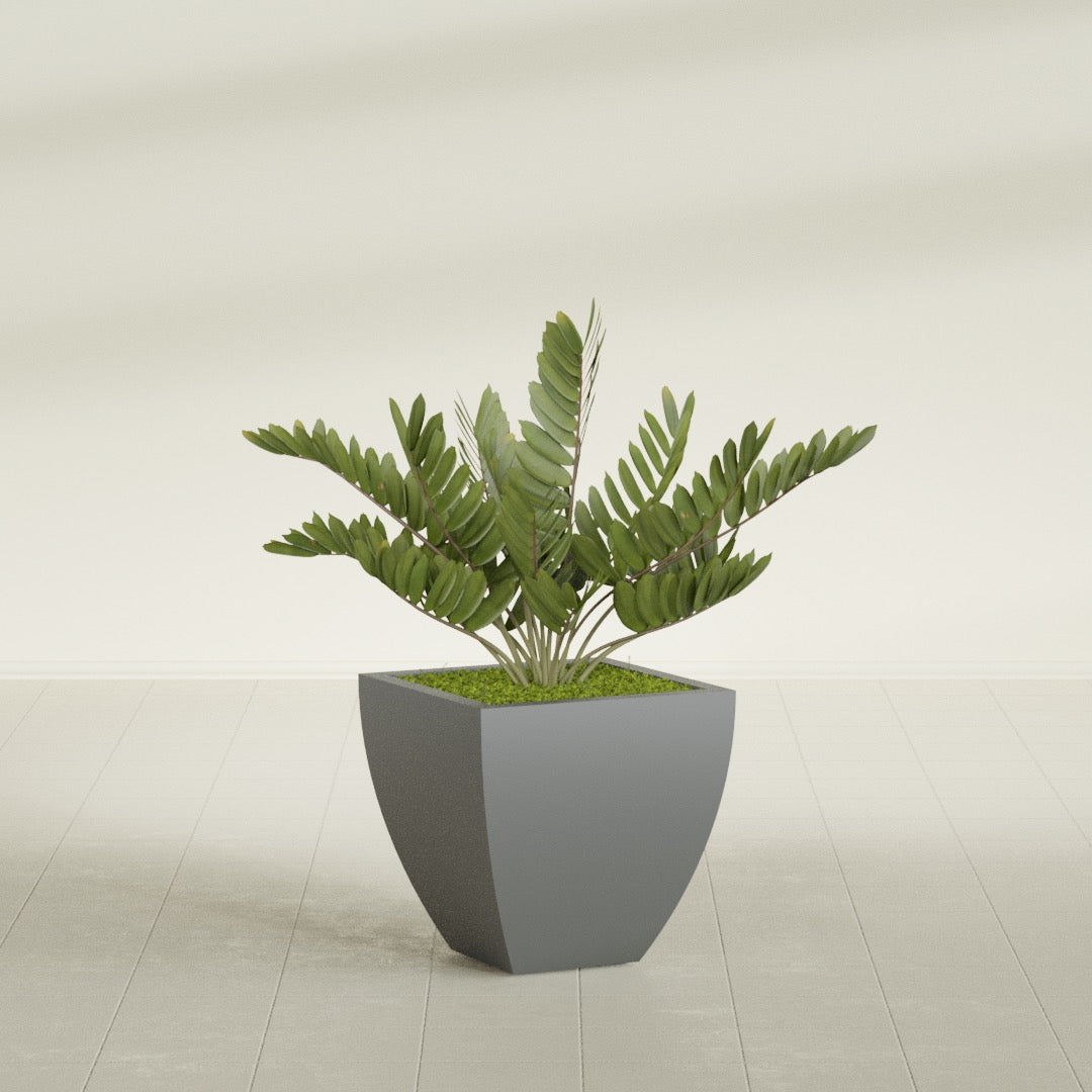 Lima Medium Tapered Square Fiberglass Planter - 20 in x 20 in x 20 in - Metallic Gunmetal - Metallic Gunmetal,20 in x 20 in x 20 in