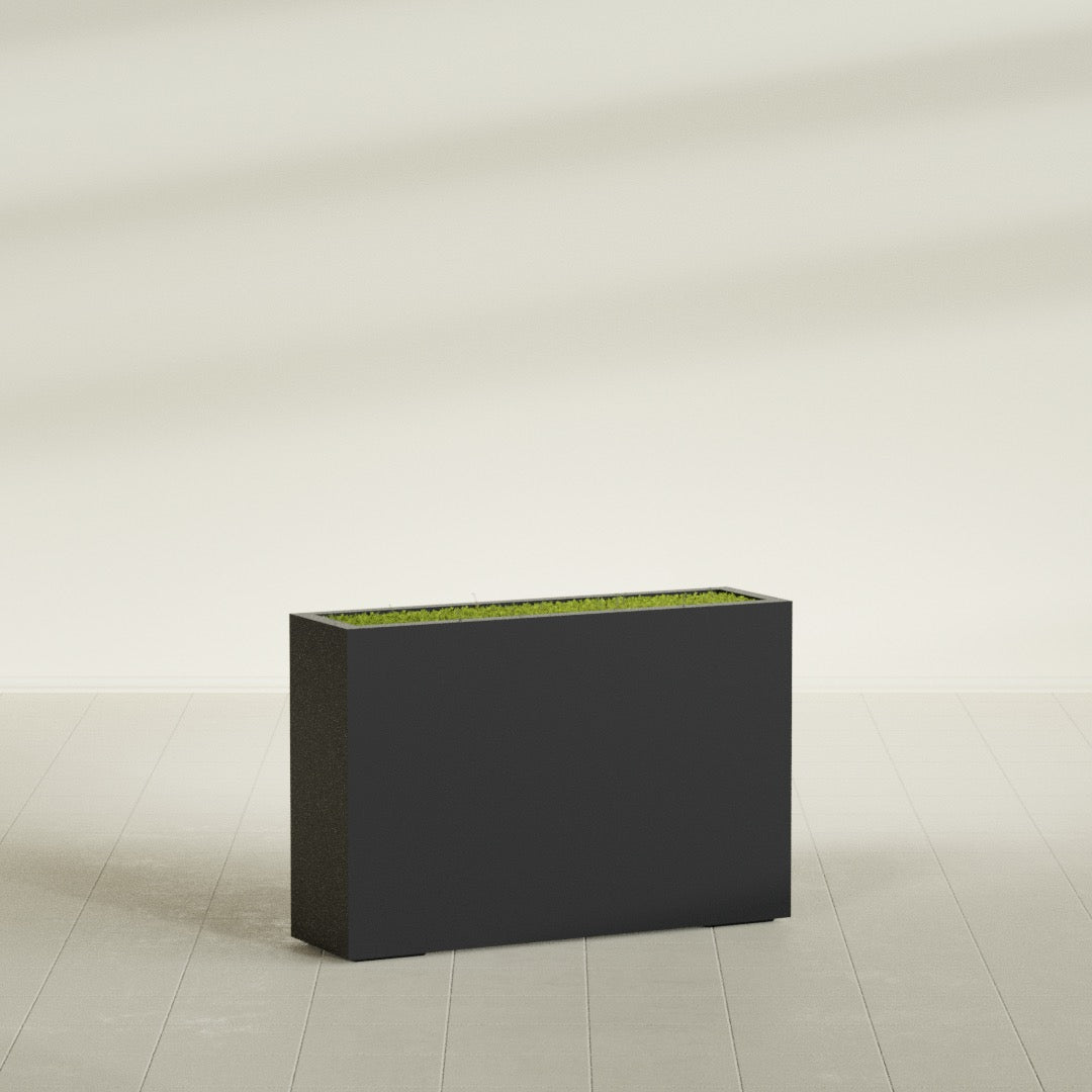 Milano Large Narrow Rectangle Fiberglass Planter - 36 in x 10 in x 24 in - Matte Black - Matte Black,36 in x 10 in x 24 in