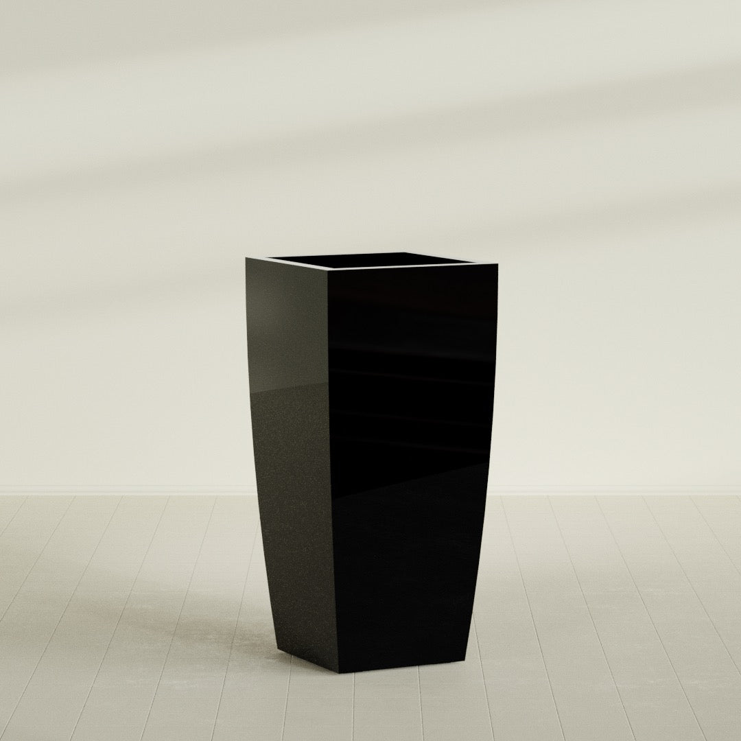 Toulan Extra Large Tall Tapered Square Fiberglass Planter - 28 in x 28 in x 60 in - Gloss Black - Gloss Black,28 in x 28 in x 60 in