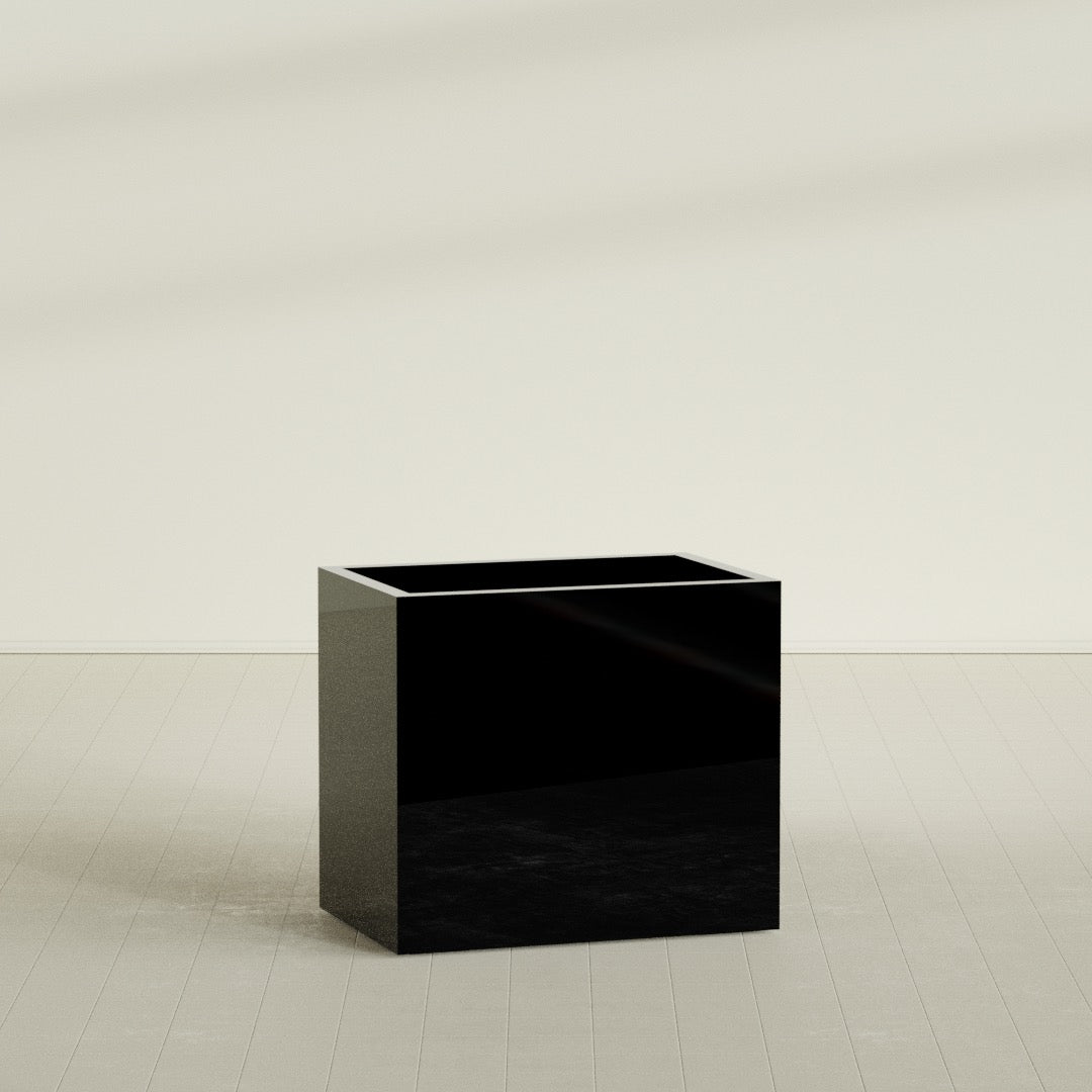 Brisbane Large Rectangle Fiberglass Planter - 36 in x 24 in x 32 in - Gloss Black - Gloss Black,36 in x 24 in x 32 in