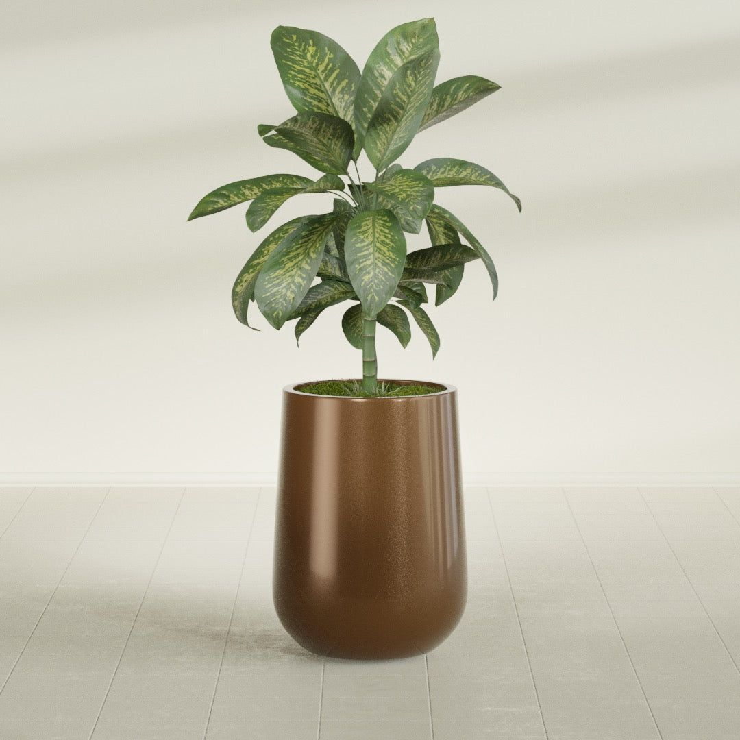Tall Hayden Medium Round Fiberglass Planter - 15 in x 15 in x 23 in - Metallic Bronze - Metallic Bronze,15 in x 15 in x 23 in