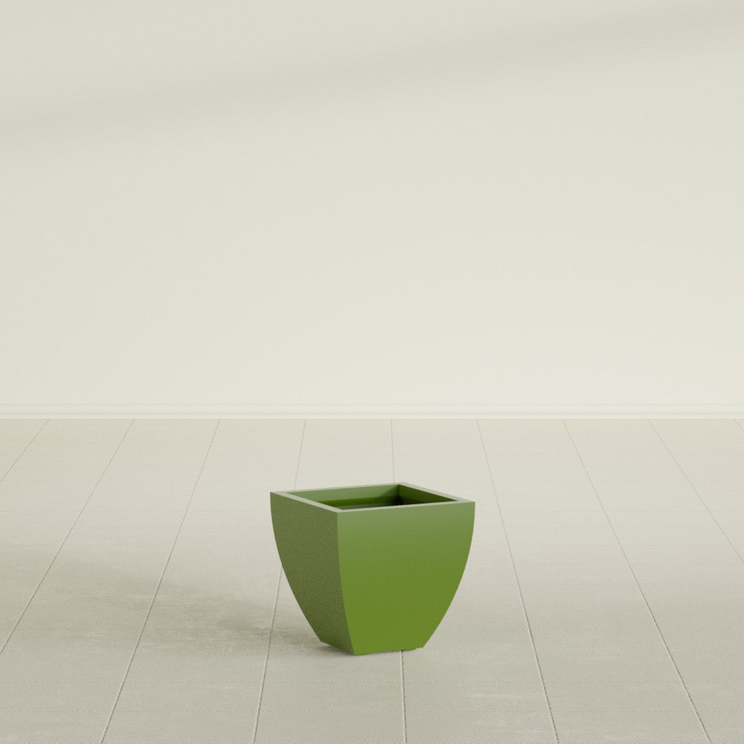 Lima Small Tapered Square Fiberglass Planter - 12 in x 12 in x 12 in - Satin Green - Satin Green,12 in x 12 in x 12 in