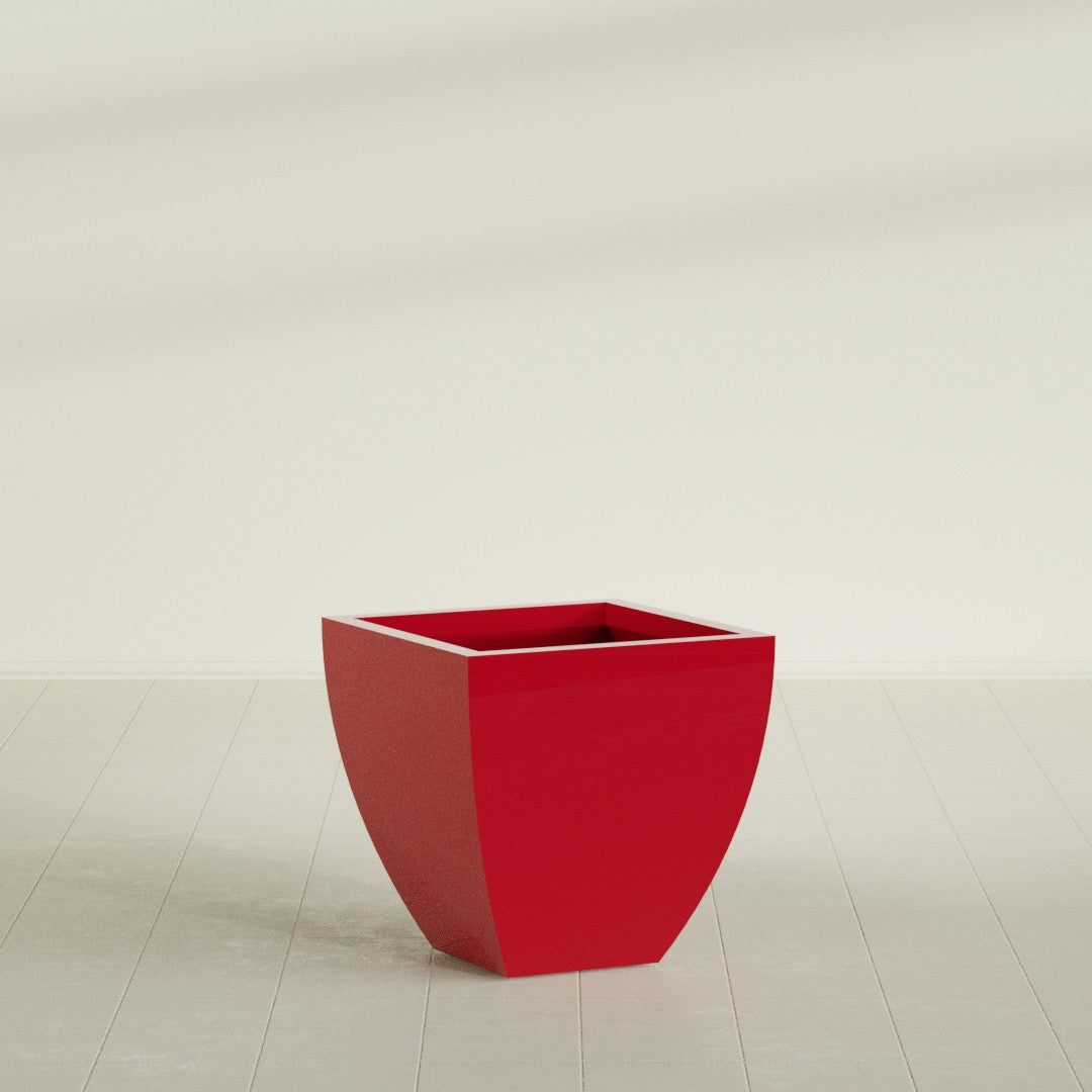 Lima Medium Tapered Square Fiberglass Planter - 24 in x 24 in x 24 in - Gloss Red - Gloss Red,24 in x 24 in x 24 in