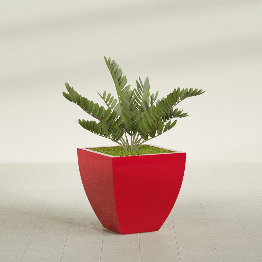 Lima Medium Tapered Square Fiberglass Planter - 24 in x 24 in x 24 in - Gloss Red - Gloss Red,24 in x 24 in x 24 in