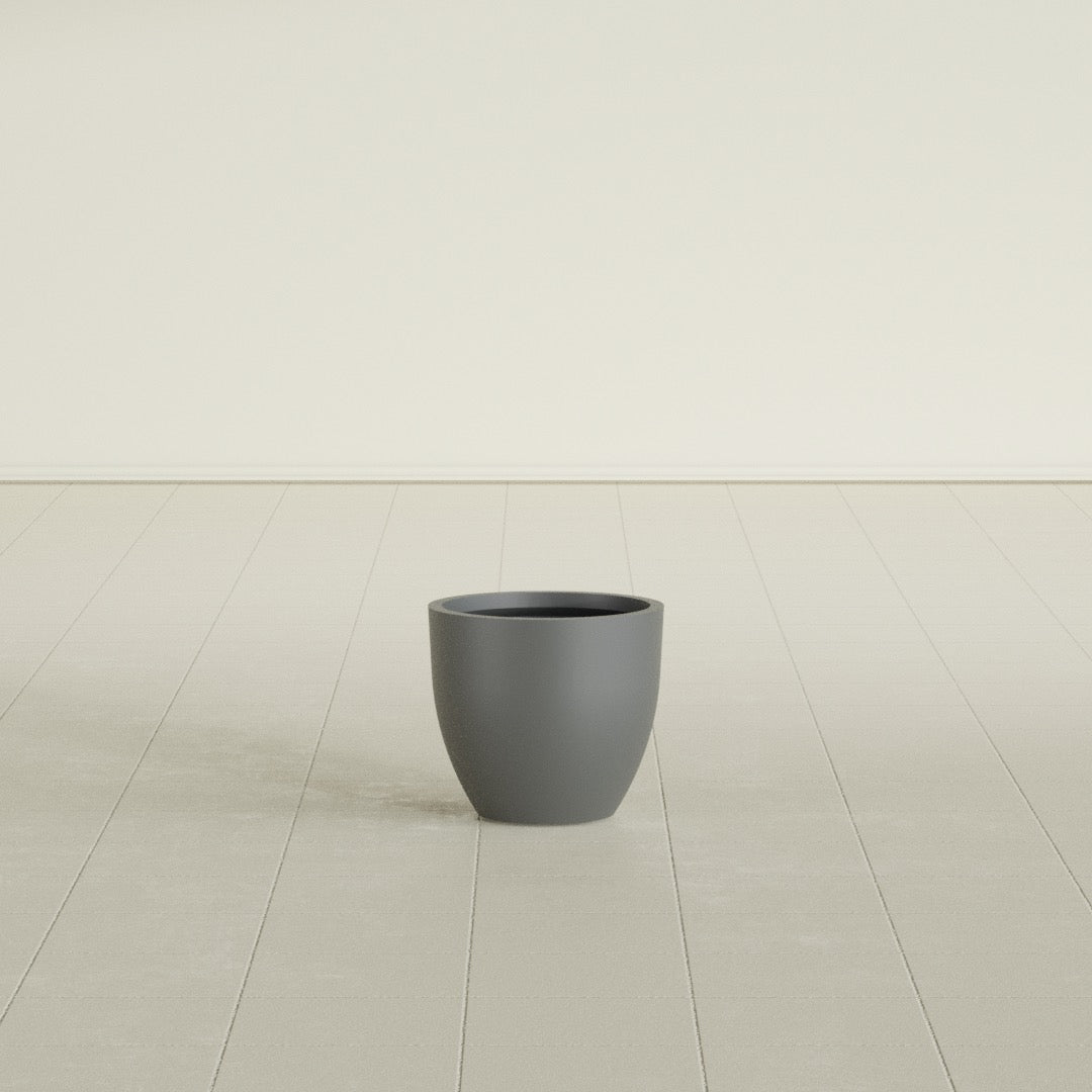 Wannsee Small Round Fiberglass Planter - 15 in x 15 in x 13 in - Metallic Gunmetal - Metallic Gunmetal,15 in x 15 in x 13 in
