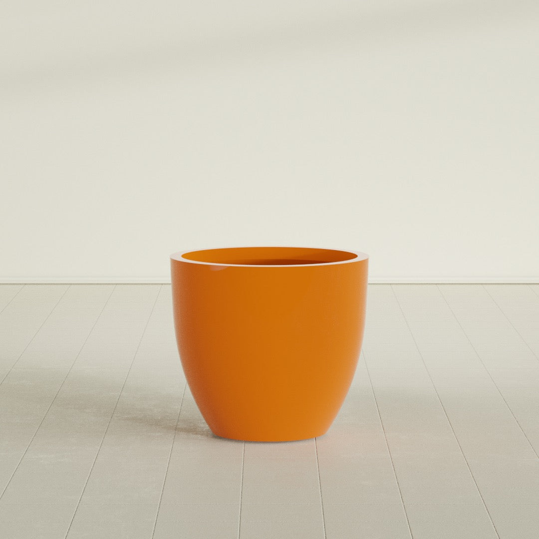 Wannsee Large Round Fiberglass Planter - 33 in x 33 in x 29 in - Gloss Tangerine - Gloss Tangerine,33 in x 33 in x 29 in