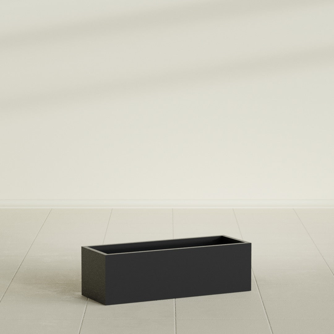 Reade Small Tabletop Rectangle Fiberglass Planter - 14 in x 5 in x 4.3 in - Matte Black - Matte Black,14 in x 5 in x 4.3 in