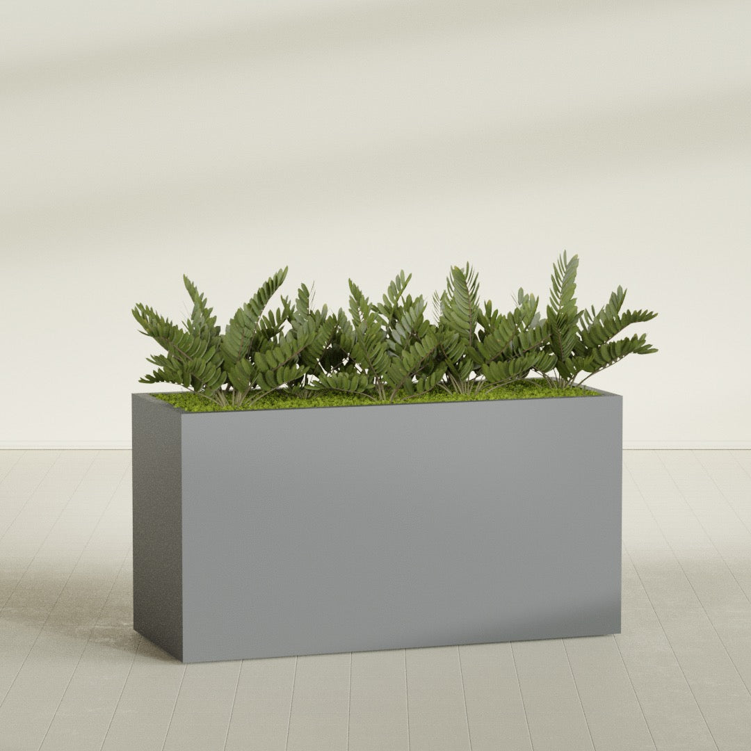 Brisbane Extra Large Long Rectangle Fiberglass Planter - 60 in x 24 in x 32 in - Metallic Gunmetal - Metallic Gunmetal,60 in x 24 in x 32 in