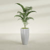 San Jose Large Tall Round Fluted Fiberglass Planter - 16 in x 16 in x 30 in - Metallic Silver - Metallic Silver,16 in x 16 in x 30 in