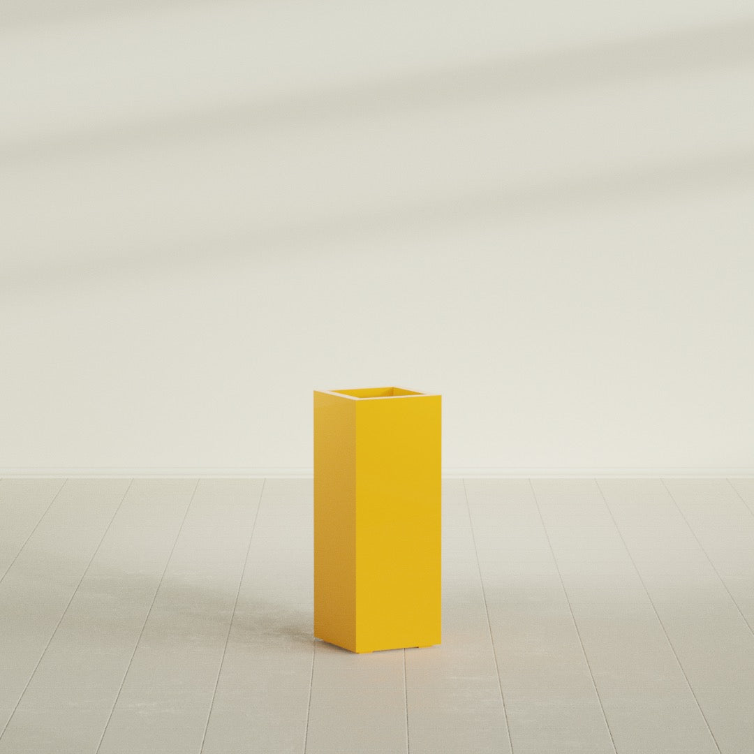 Delray Large Tall Rectangle Fiberglass Planter - 12 in x 12 in x 32 in - Gloss Saffron - Gloss Saffron,12 in x 12 in x 32 in