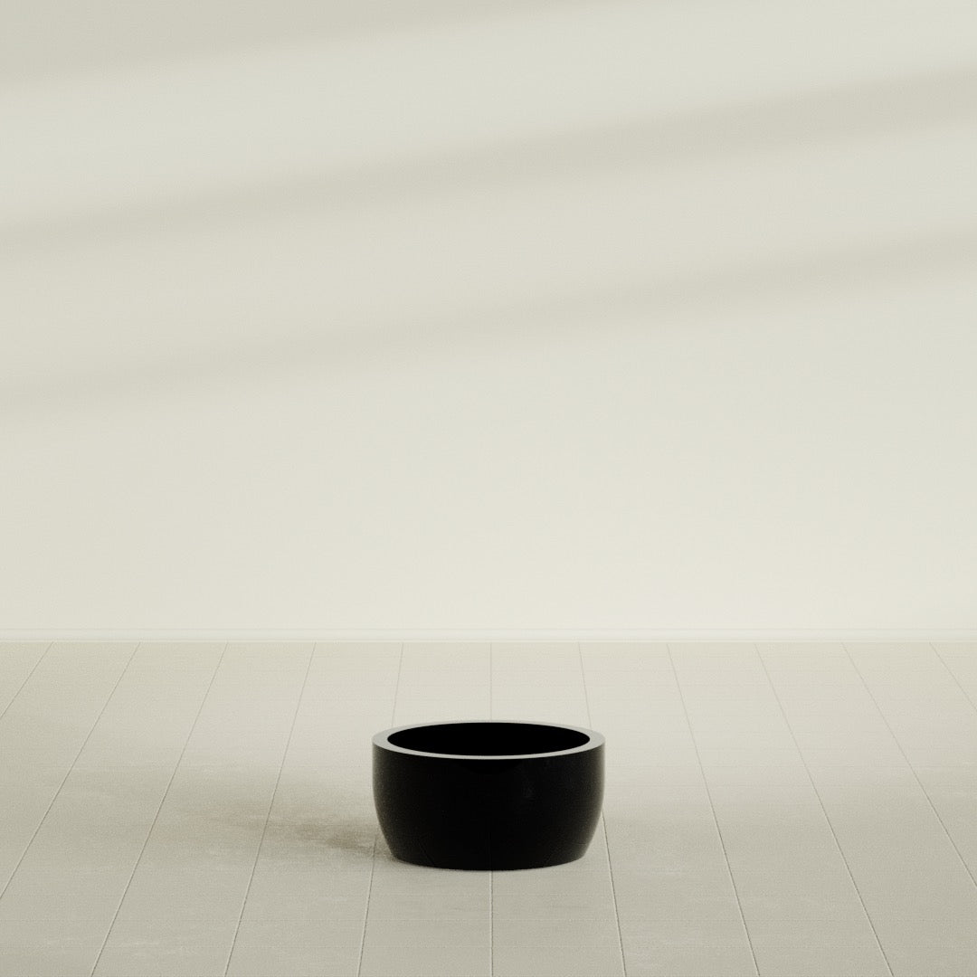 Casablanca Medium Round Low Bowl Fiberglass Planter - 20 in x 20 in x 10 in - Gloss Black - Gloss Black,20 in x 20 in x 10 in