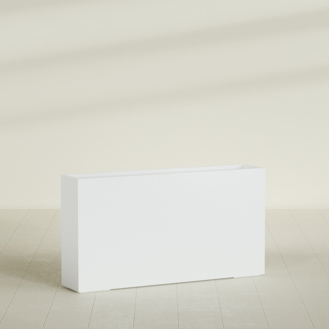 Delray Extra Large Long Rectangle Fiberglass Planter - 60 in x 12 in x 32 in - Matte White - Matte White,60 in x 12 in x 32 in