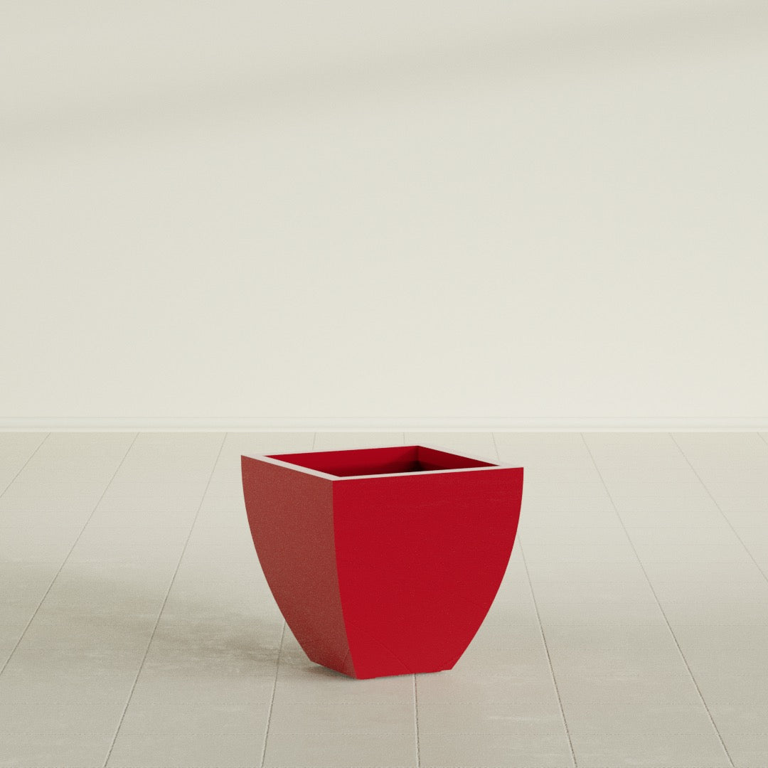 Lima Small Tapered Square Fiberglass Planter - 16 in x 16 in x 16 in - Gloss Red - Gloss Red,16 in x 16 in x 16 in