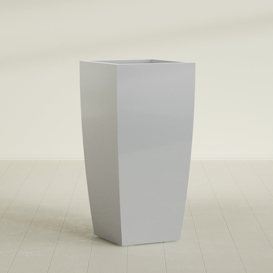 Toulan Extra Large Tall Tapered Square Fiberglass Planter - 23 in x 23 in x 48 in - Metallic Silver - Metallic Silver,23 in x 23 in x 48 in