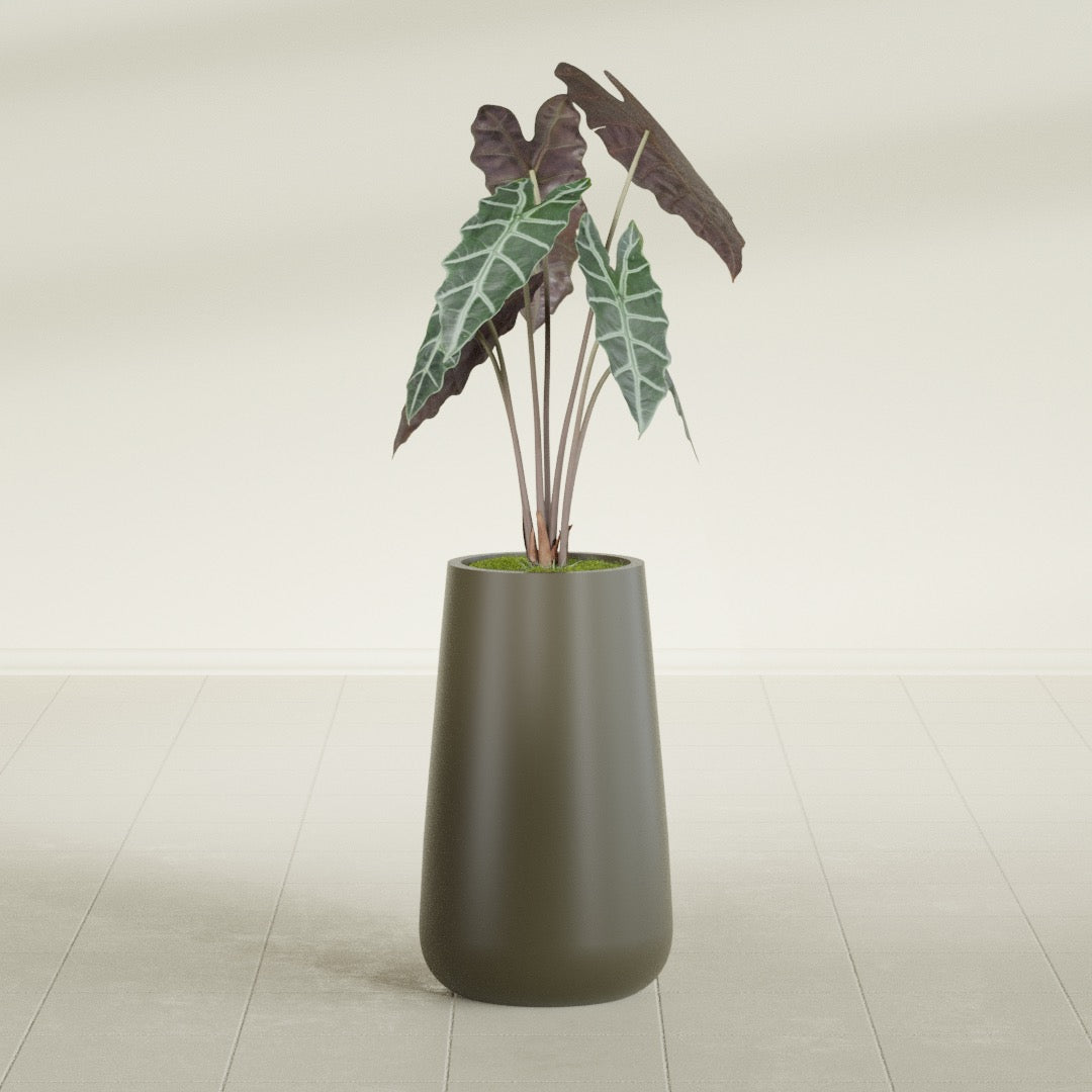 Saigon Large Tapered Round Planter - 14 in x 14 in x 30 in - Matte Bronze - Matte Bronze,13.7 in x 13.7 in 30 in