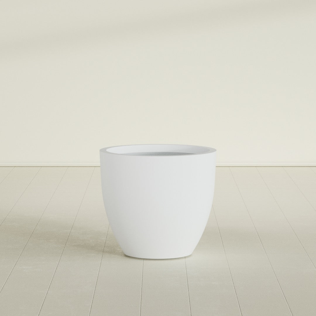 Wannsee Large Round Fiberglass Planter - 33 in x 33 in x 29 in - Gloss White - Gloss White,33 in x 33 in x 29 in