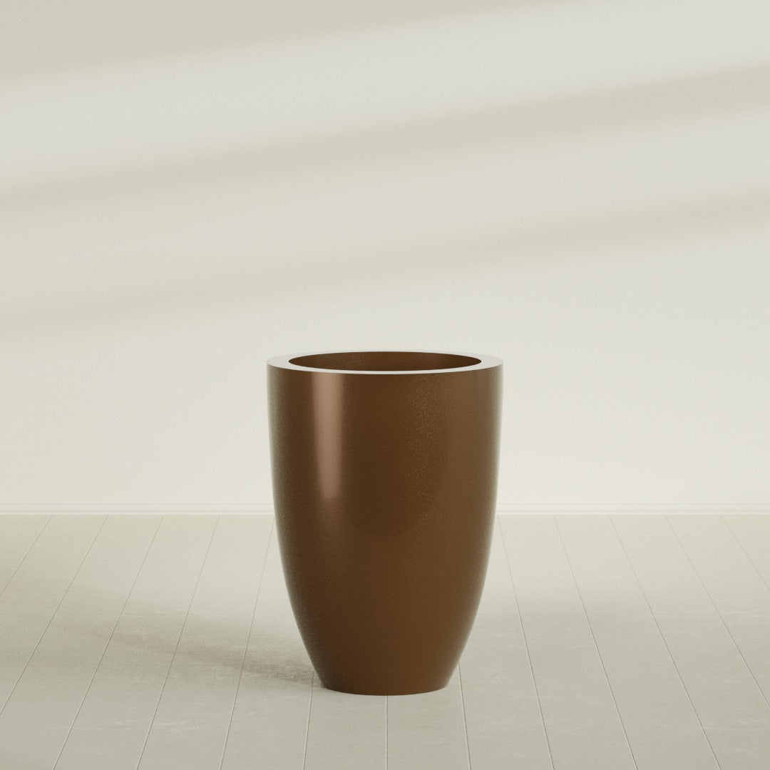 Brannan Large Round Fiberglass Planter - 30 in x 30 in x 41 in - Metallic Bronze - Metallic Bronze,30 in x 30 in x 41 in