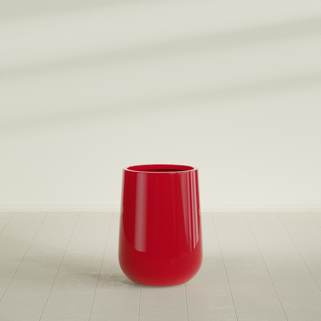 Tall Hayden Medium Round Fiberglass Planter - 15 in x 15 in x 23 in - Gloss Red - Gloss Red,15 in x 15 in x 23 in