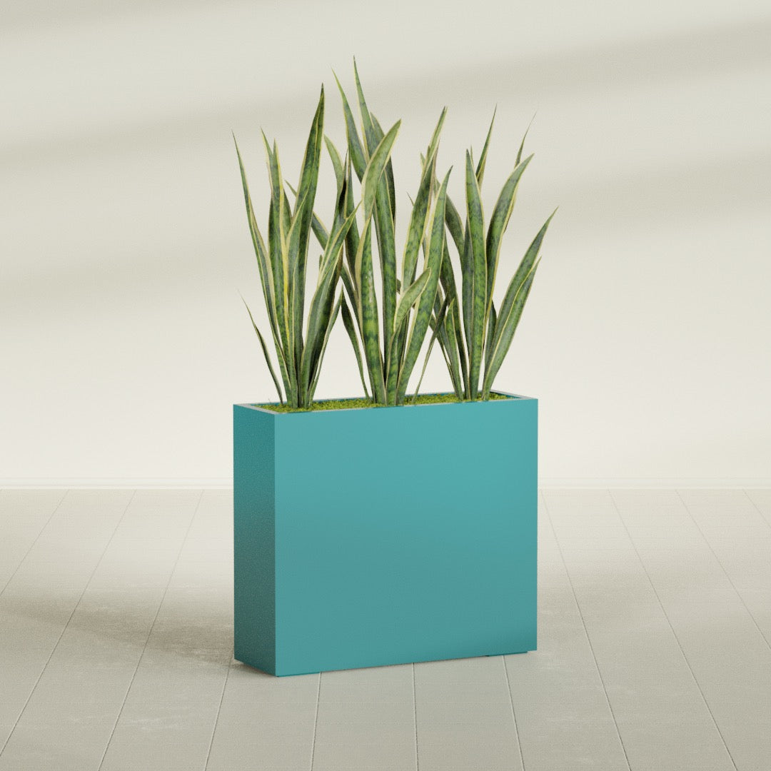 Delray Large Tall Rectangle Fiberglass Planter - 36 in x 12 in x 32 in - Satin Sea Foam - Satin Sea Foam,36 in x 12 in x 32 in