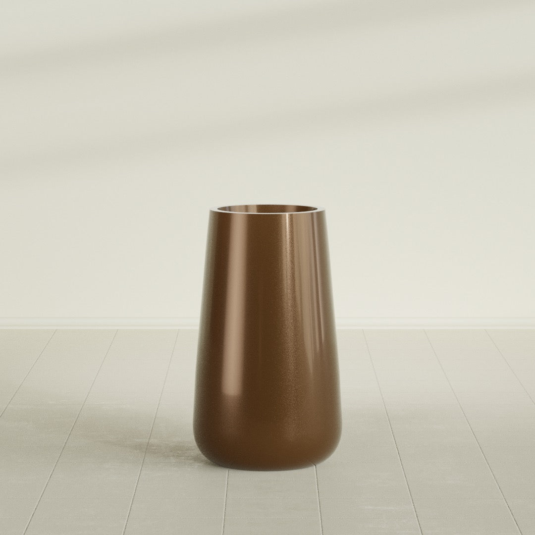 Saigon Extra Large Tapered Round Planter - 19 in x 24 in x 42 in - Metallic Bronze - Metallic Bronze,19.2 in x 24.2 in x 42 in