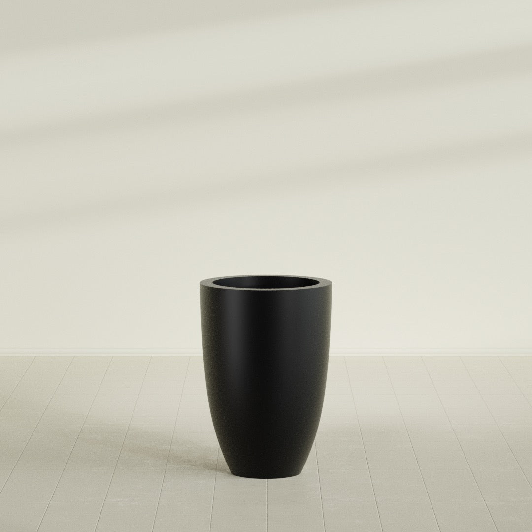 Brannan Large Round Fiberglass Planter - 24 in x 24 in x 35 in - Matte Black - Matte Black,24 in x 24 in x 35 in