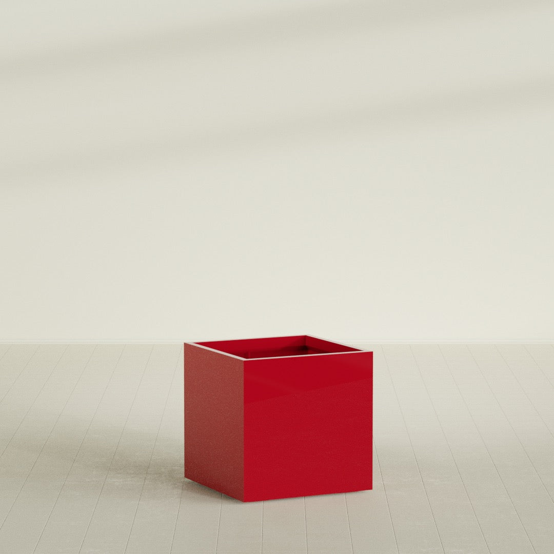 Montroy Large Cube Square Fiberglass Planter - 32 in x 32 in x 32 in - Gloss Red - Gloss Red,32 in x 32 in x 32 in