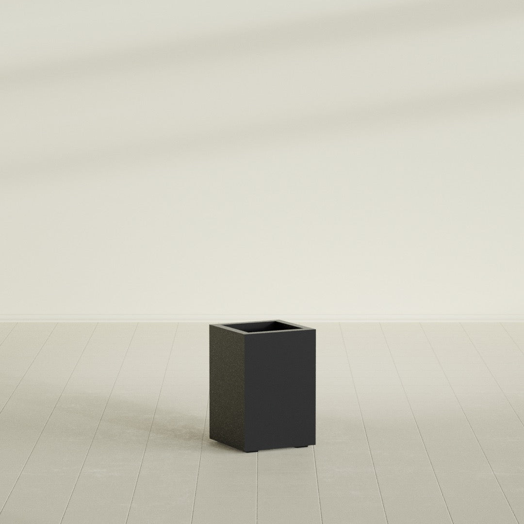 Miami Small Rectangle Fiberglass Planter - 12 in x 12 in x 18 in - Matte Black - Matte Black,12 in x 12 in x 18 in