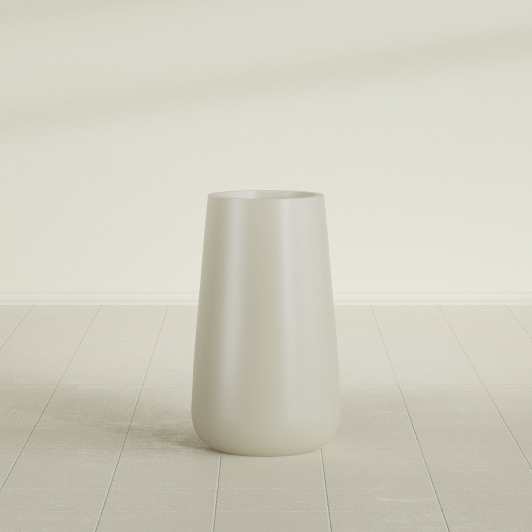Saigon Large Tapered Round Planter - 16 in x 16 in x 36 in - Satin Beige - Satin Beige,16.4 in x 20.7 in x 36 in