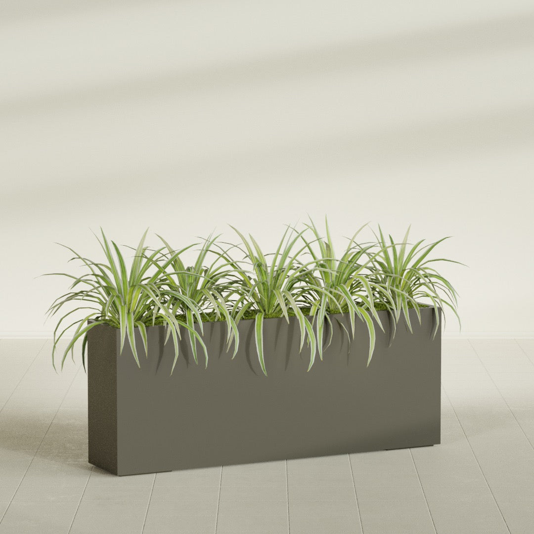 Hollywood Extra Large Narrow Rectangle Fiberglass Planter - 60 in x 12 in x 24 in - Matte Bronze - Matte Bronze,60 in x 12 in x 24 in