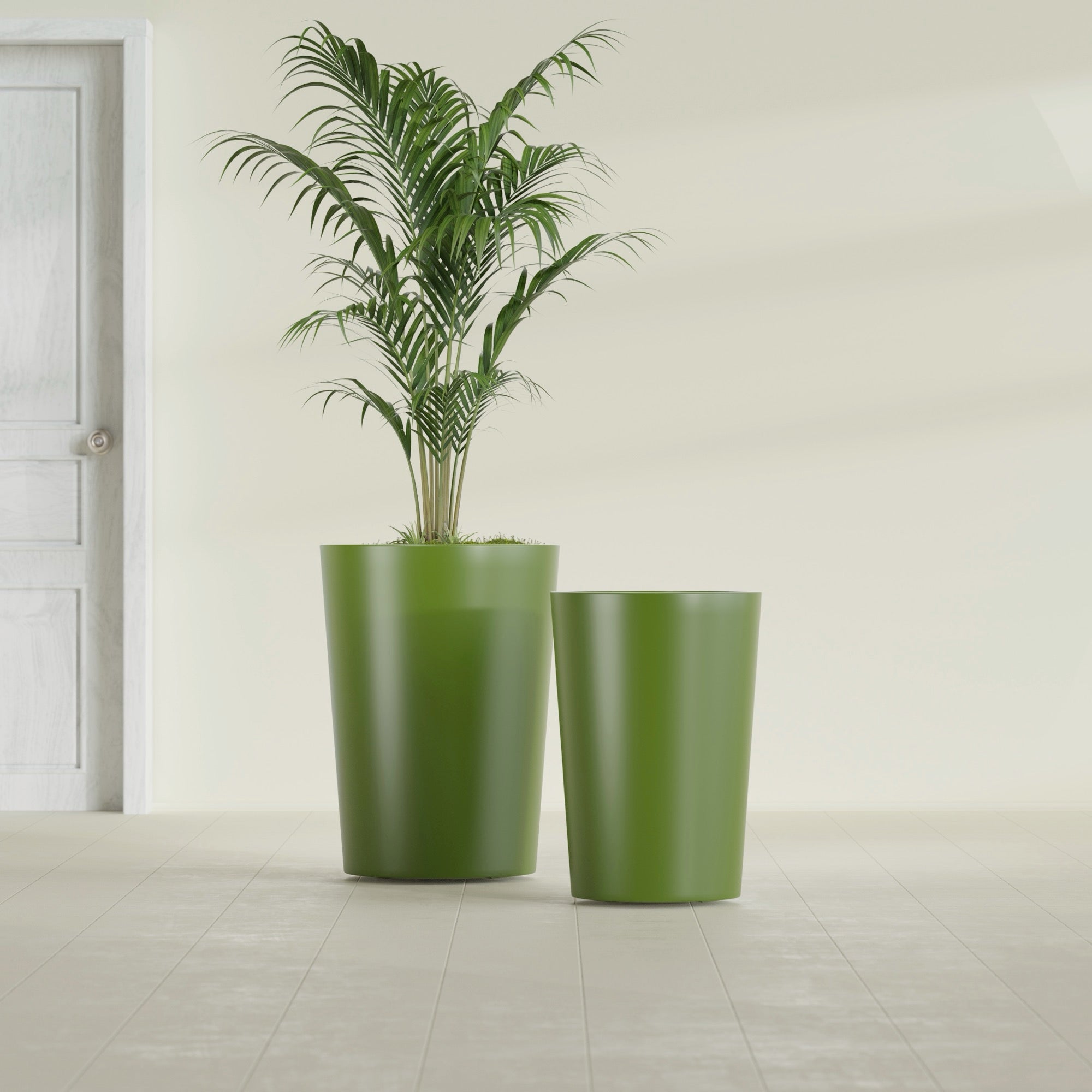 Tegel Large Round Fiberglass Planter - 22 in x 22 in x 30 in - Satin Green - Satin Green,22 in x 22 in x 30 in