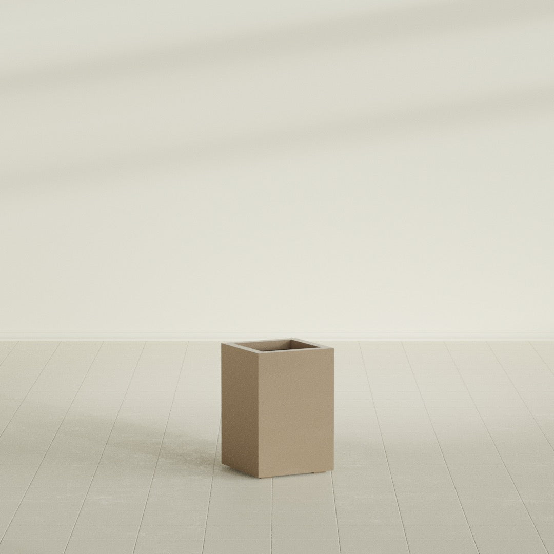 Miami Small Rectangle Fiberglass Planter - 12 in x 12 in x 18 in - Metallic Gold - Metallic Gold,12 in x 12 in x 18 in