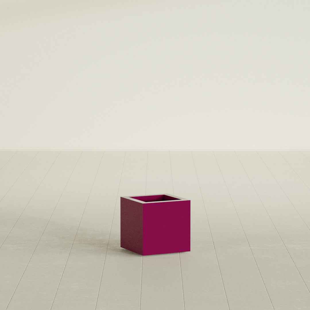 Montroy Small Cube Square Fiberglass Planter - 12 in x 12 in x 12 in - Gloss Eggplant - Gloss Eggplant,12 in x 12 in x 12 in