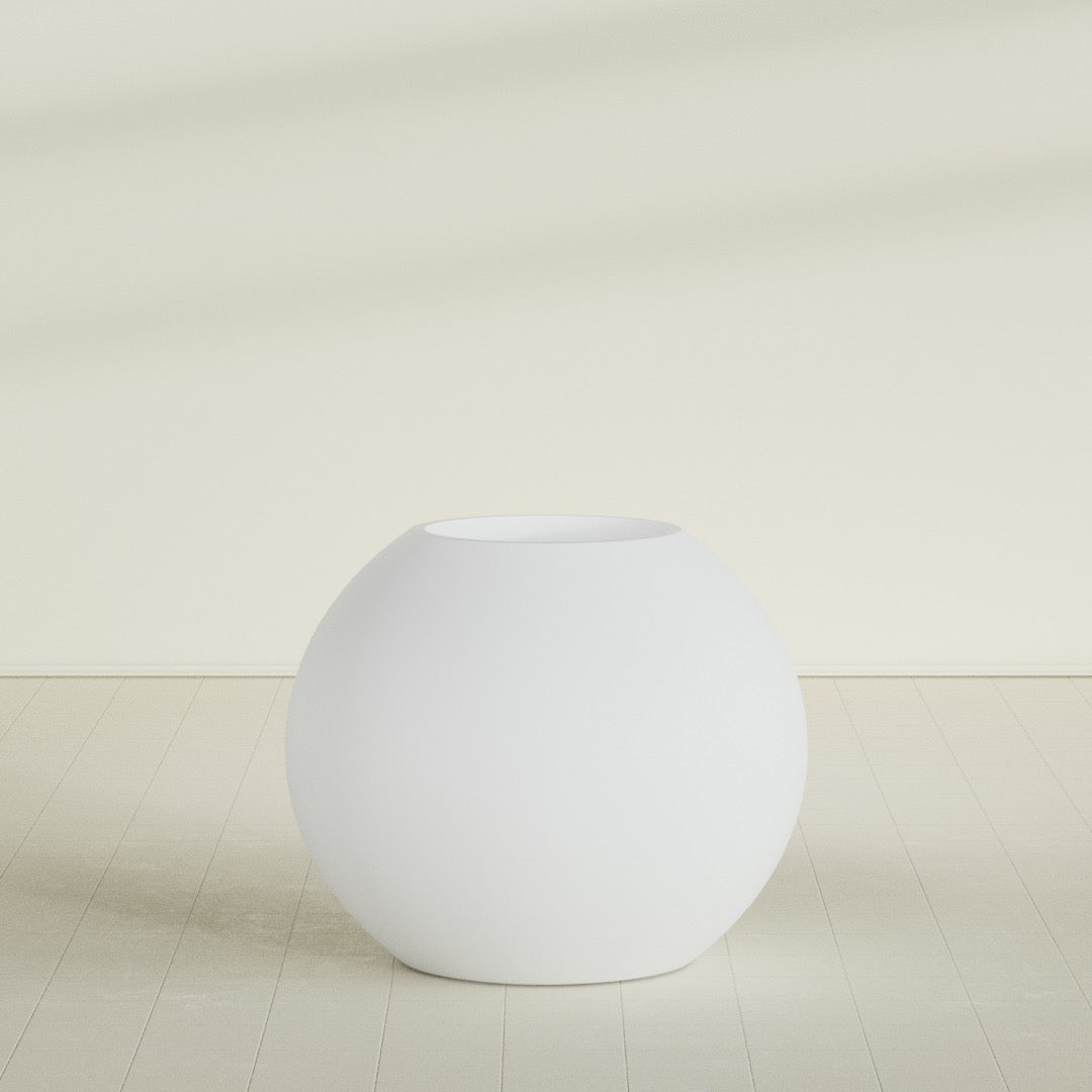 Globe Large Sphere Fiberglass Planter - 36 in x 36 in x 30 in - Gloss White - Gloss White,36 in x 36 in x 30 in
