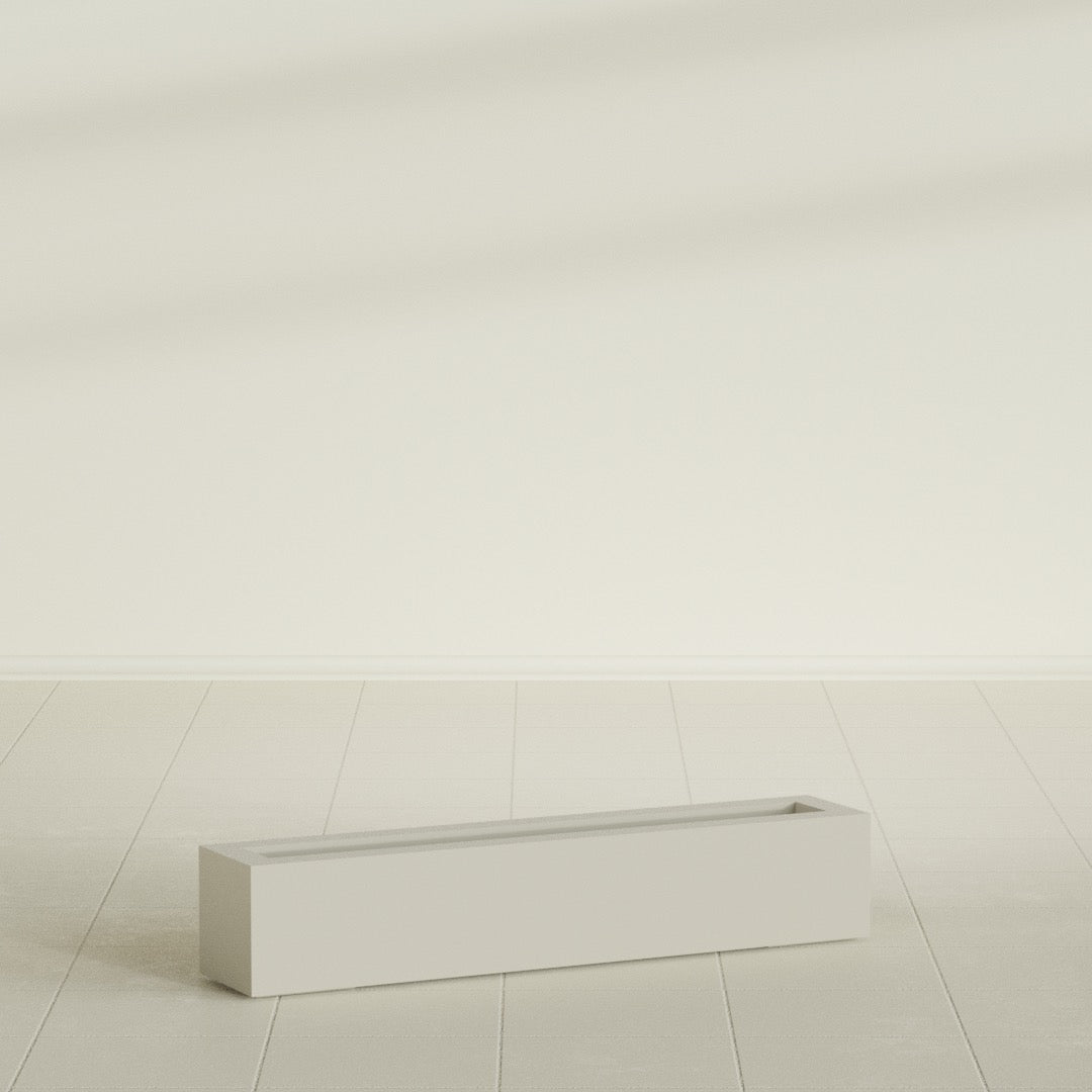 Salon Large Tall Rectangle Fiberglass Planter - 42 in x 8 in x 8 in - Satin Beige - Satin Beige,42 in x 8 in x 8 in