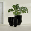 Alicante Small Round Fiberglass Planter - 15 in x 15 in x 21 in - Gloss Black - Gloss Black,15 in x 15 in x 21 in