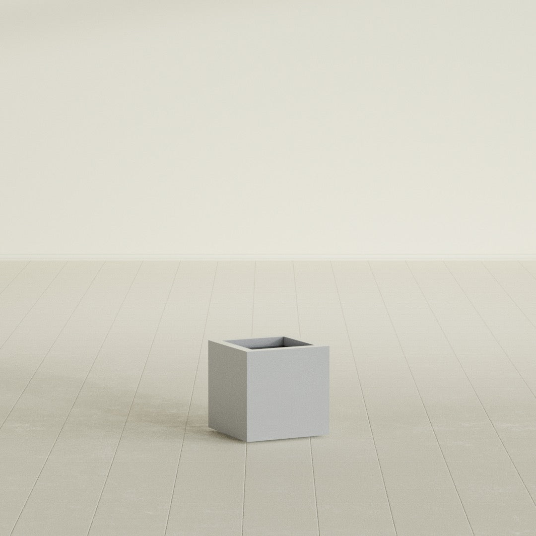 Montroy Small Cube Square Fiberglass Planter - 12 in x 12 in x 12 in - Metallic Silver - Metallic Silver,12 in x 12 in x 12 in