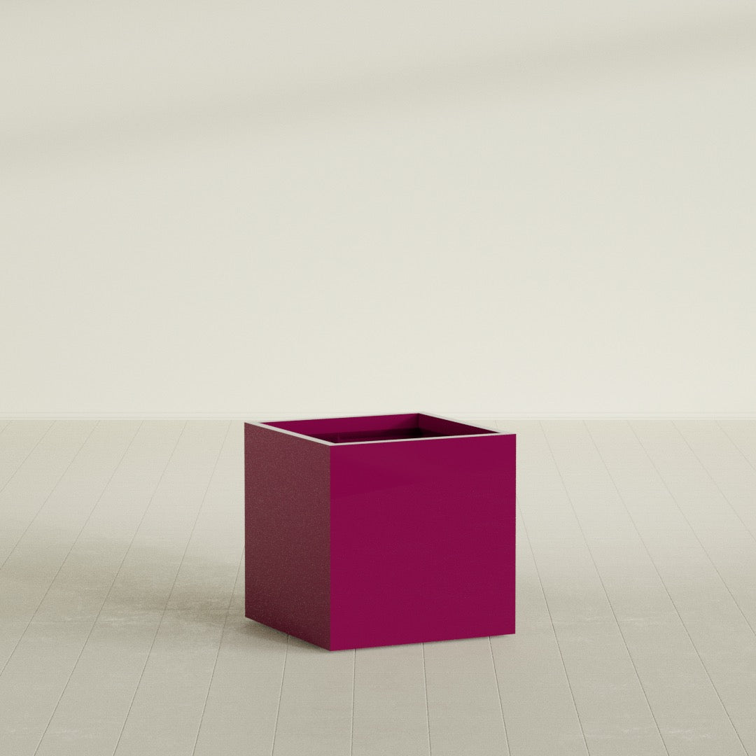 Montroy Medium Cube Square Fiberglass Planter - 28 in x 28 in x 28 in - Gloss Eggplant - Gloss Eggplant,28 in x 28 in x 28 in