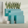 Delray Large Tall Rectangle Fiberglass Planter - 12 in x 12 in x 32 in - Satin Sea Foam - Satin Sea Foam,12 in x 12 in x 32 in