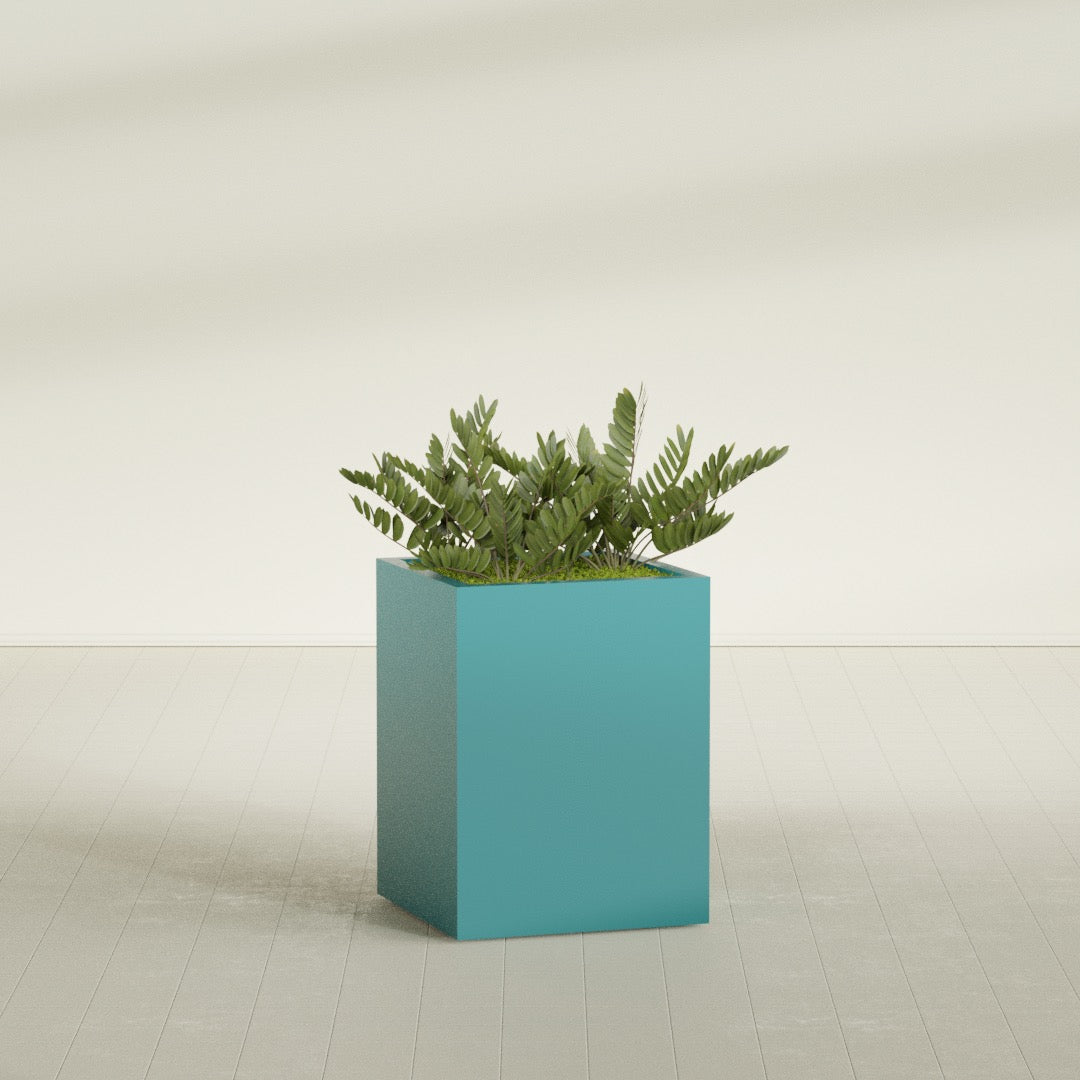 Brisbane Large Rectangle Fiberglass Planter - 24 in x 24 in x 32 in - Satin Sea Foam - Satin Sea Foam,24 in x 24 in x 32 in
