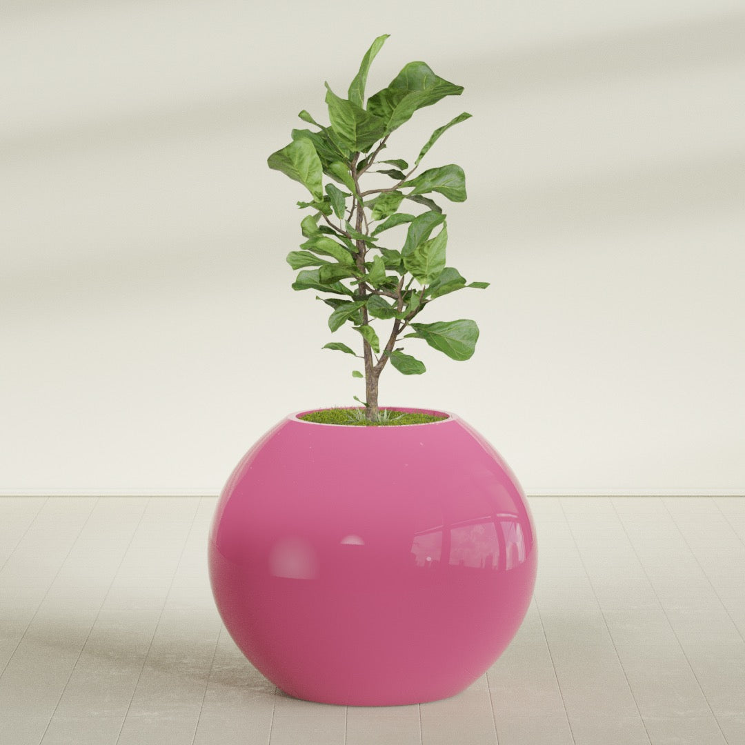 Globe Large Sphere Fiberglass Planter - 36 in x 36 in x 30 in - Gloss Pink Violet - Gloss Pink Violet,36 in x 36 in x 30 in