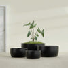 Casablanca Large Round Low Bowl Fiberglass Planter - 36 in x 36 in x 18 in - Matte Black - Matte Black,36 in x 36 in x 18 in