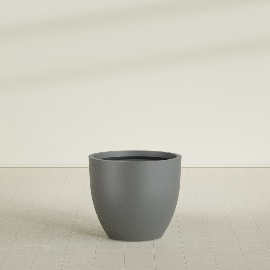 Wannsee Large Round Fiberglass Planter - 39 in x 39 in x 34 in - Metallic Gunmetal - Metallic Gunmetal,39 in x 39 in x 34 in