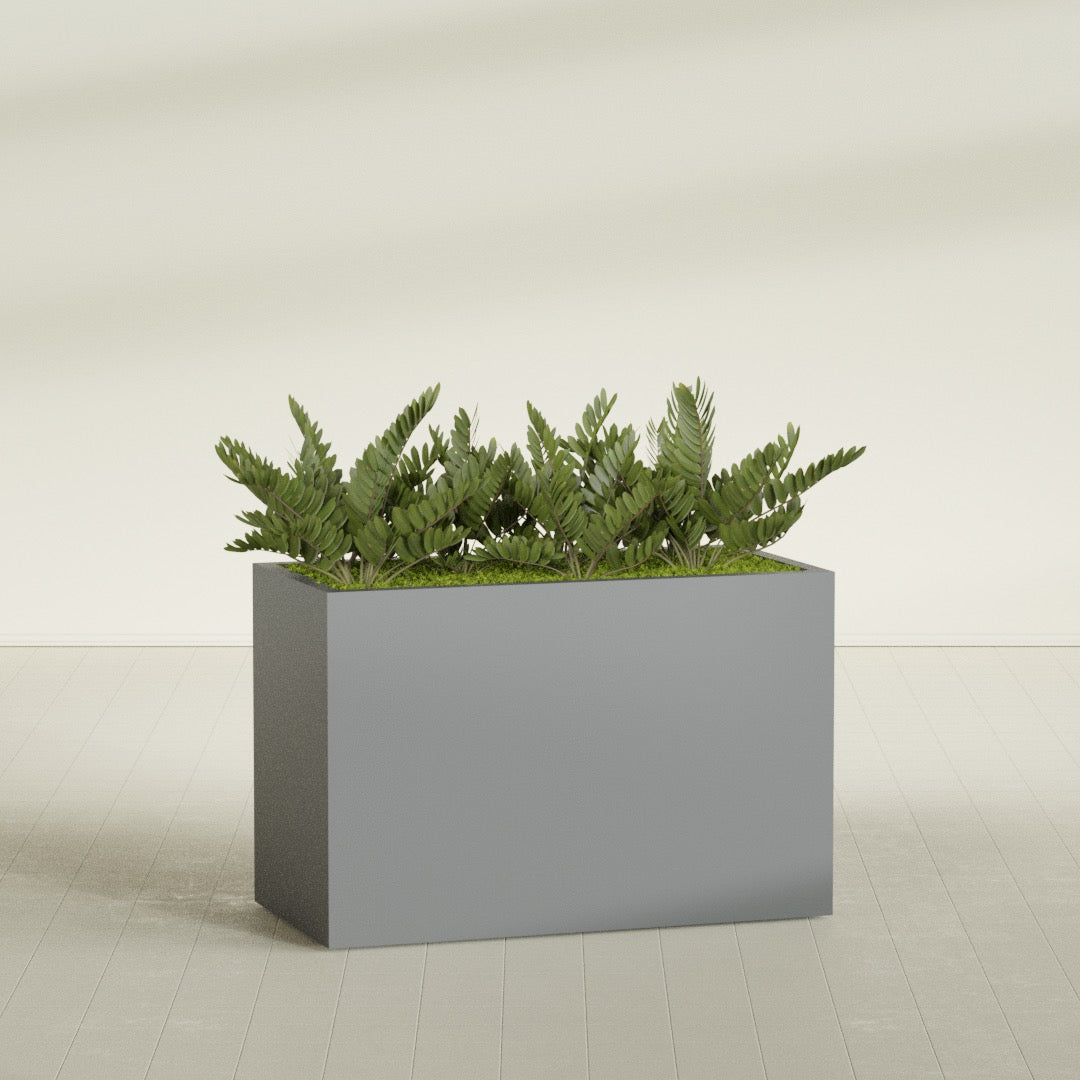 Brisbane Extra Large Long Rectangle Fiberglass Planter - 48 in x 24 in x 32 in - Metallic Gunmetal - Metallic Gunmetal,48 in x 24 in x 32 in